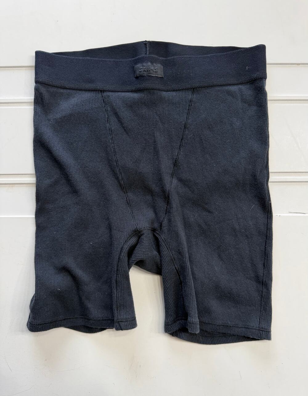 SKIMS Womens Sz S Black Ribbed Soft Comfort Cotton Boxer Briefs Underwear
